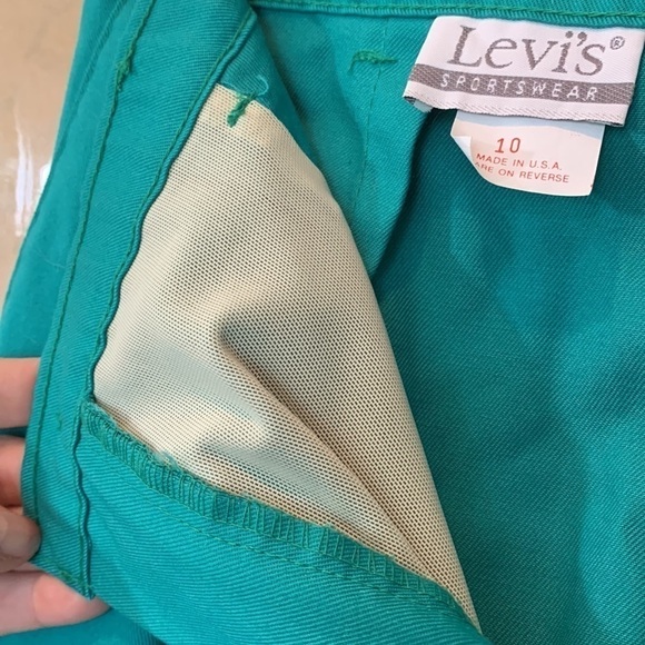 Levi’s Sportswear Vintage Green Button Zipper Pleated Mom Pocket Khaki Pants 13” - Picture 9 of 14